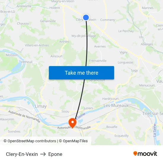 Clery-En-Vexin to Epone map