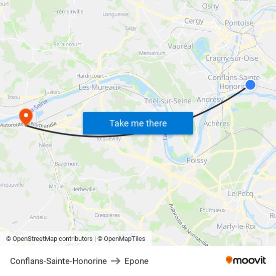 Conflans-Sainte-Honorine to Epone map
