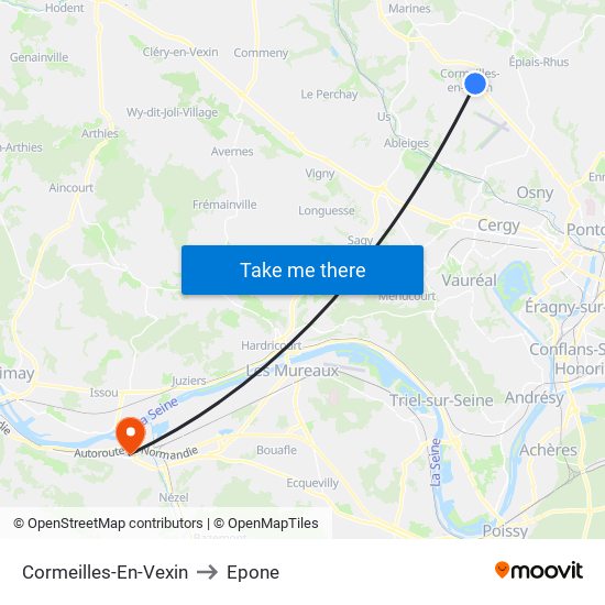 Cormeilles-En-Vexin to Epone map