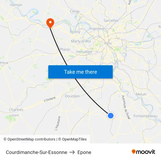 Courdimanche-Sur-Essonne to Epone map