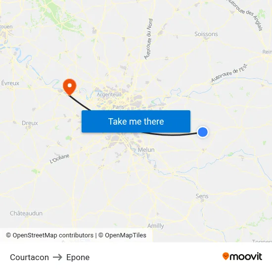 Courtacon to Epone map