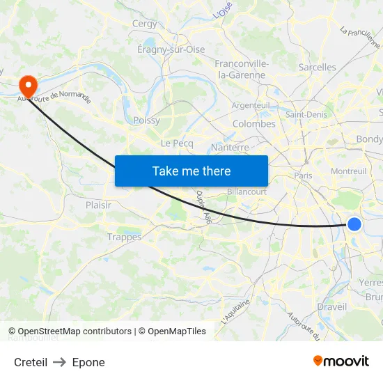 Creteil to Epone map