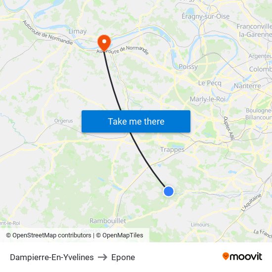 Dampierre-En-Yvelines to Epone map