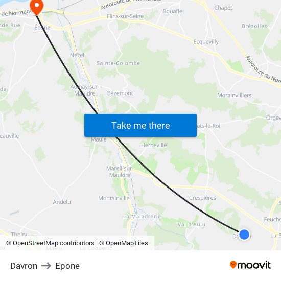 Davron to Epone map