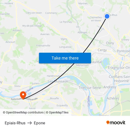 Epiais-Rhus to Epone map