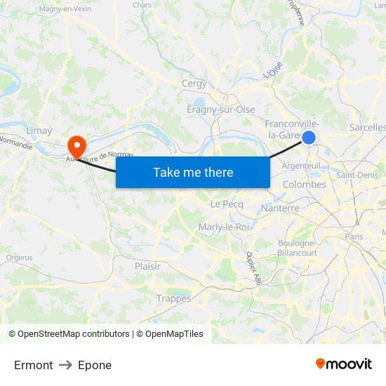 Ermont to Epone map
