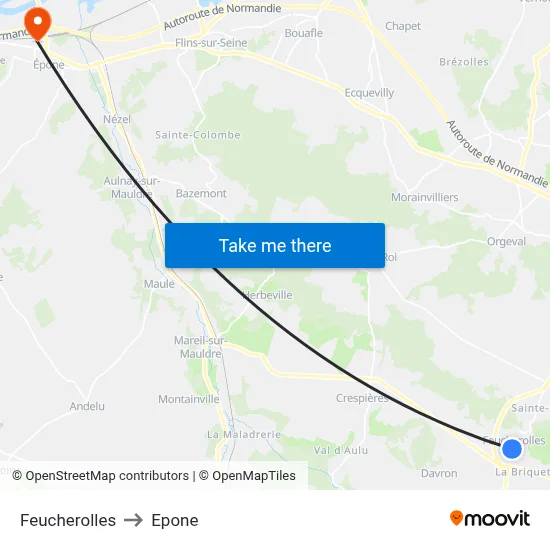 Feucherolles to Epone map