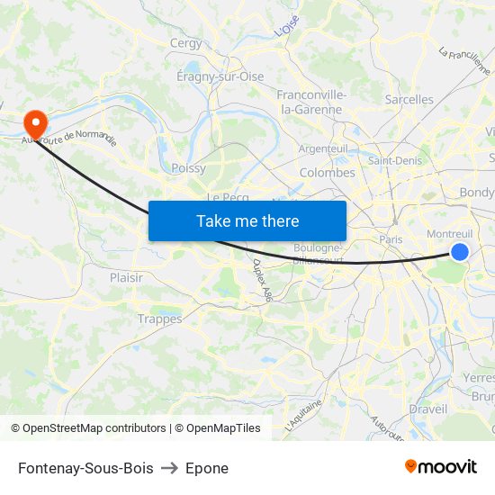 Fontenay-Sous-Bois to Epone map