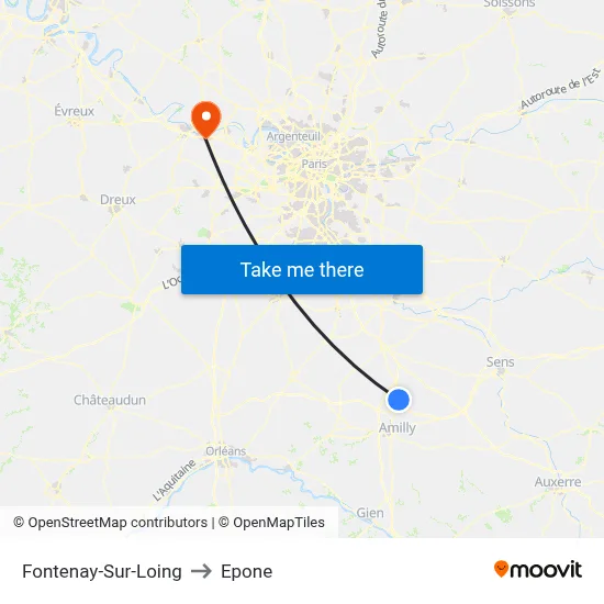 Fontenay-Sur-Loing to Epone map