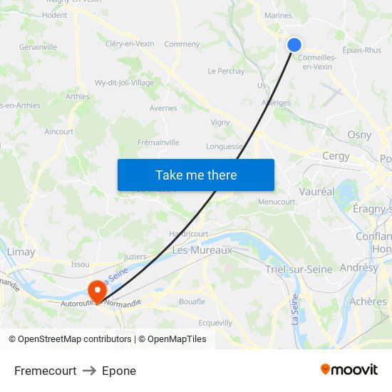 Fremecourt to Epone map