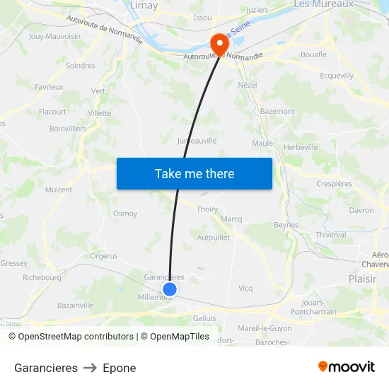 Garancieres to Epone map