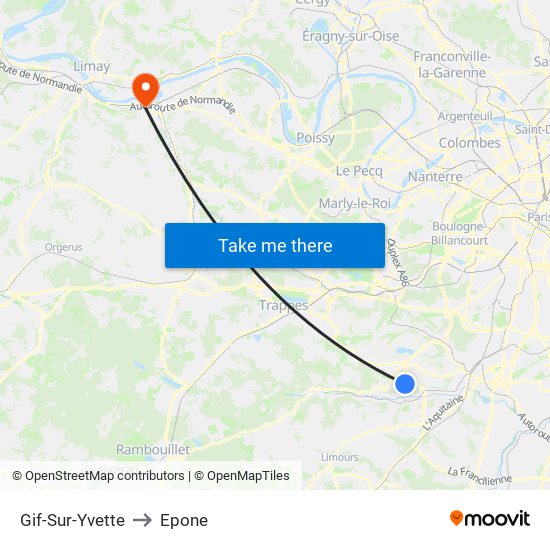 Gif-Sur-Yvette to Epone map