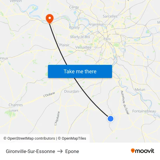 Gironville-Sur-Essonne to Epone map