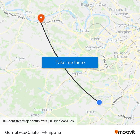 Gometz-Le-Chatel to Epone map