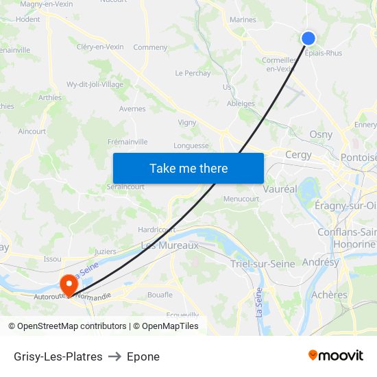 Grisy-Les-Platres to Epone map