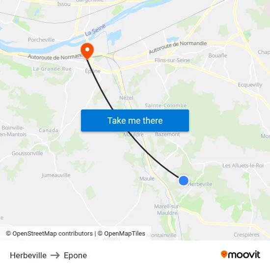 Herbeville to Epone map