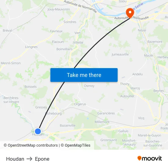 Houdan to Epone map