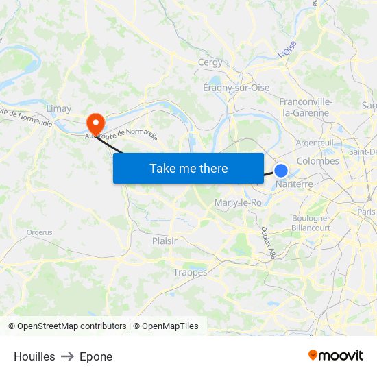 Houilles to Epone map
