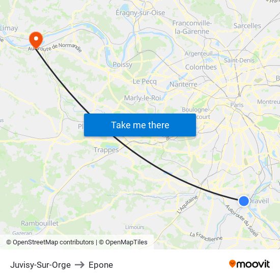 Juvisy-Sur-Orge to Epone map