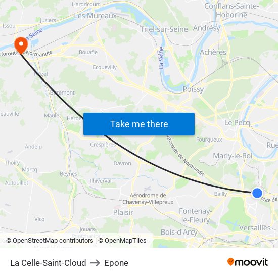 La Celle-Saint-Cloud to Epone map