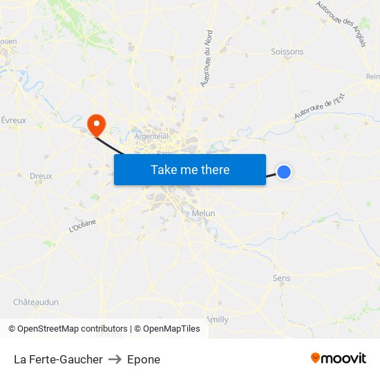 La Ferte-Gaucher to Epone map