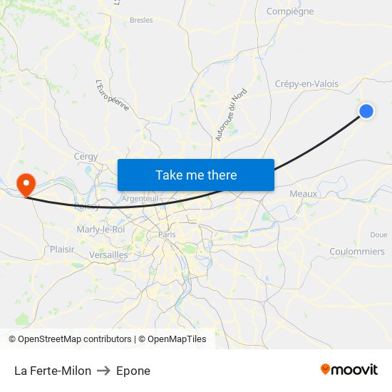 La Ferte-Milon to Epone map