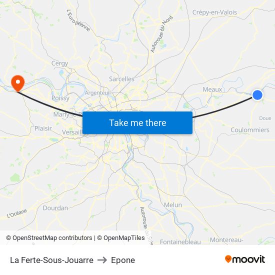 La Ferte-Sous-Jouarre to Epone map