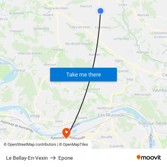 Le Bellay-En-Vexin to Epone map