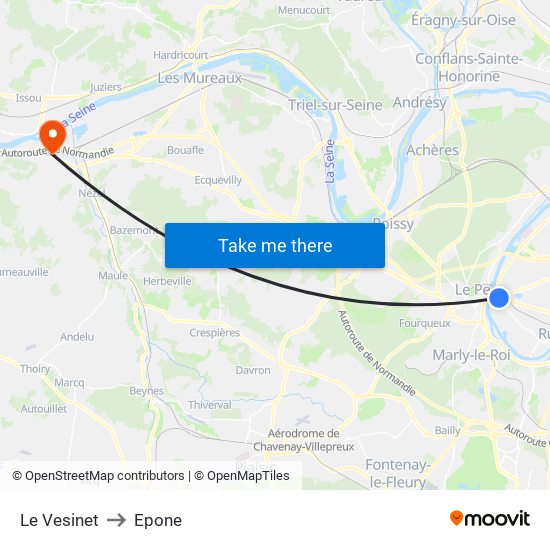 Le Vesinet to Epone map