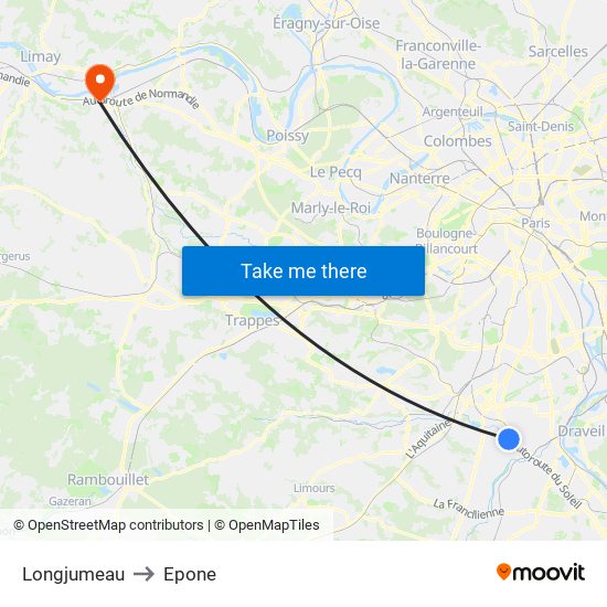 Longjumeau to Epone map