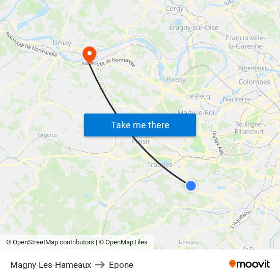 Magny-Les-Hameaux to Epone map