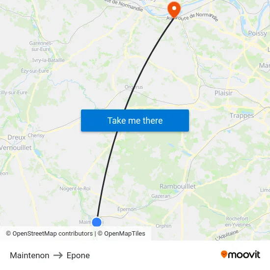 Maintenon to Epone map