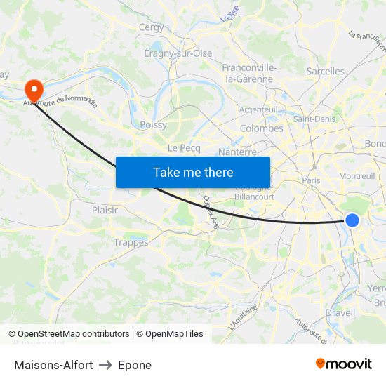 Maisons-Alfort to Epone map