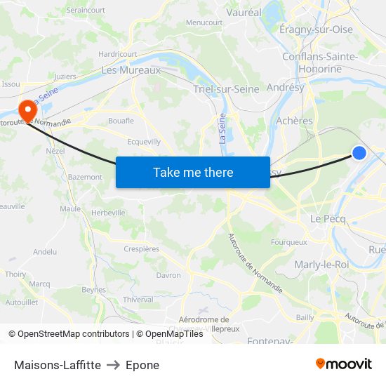 Maisons-Laffitte to Epone map