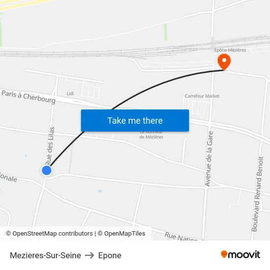 Mezieres-Sur-Seine to Epone map