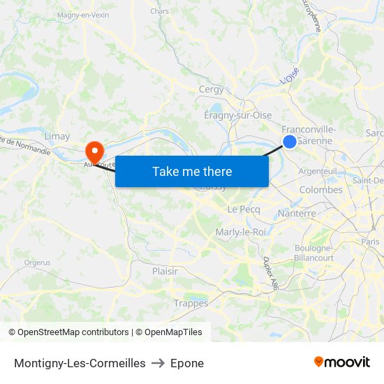 Montigny-Les-Cormeilles to Epone map