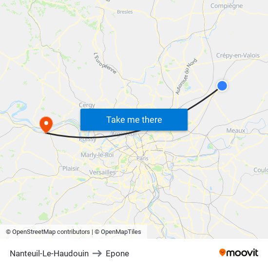 Nanteuil-Le-Haudouin to Epone map