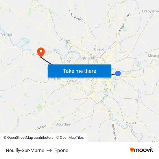 Neuilly-Sur-Marne to Epone map