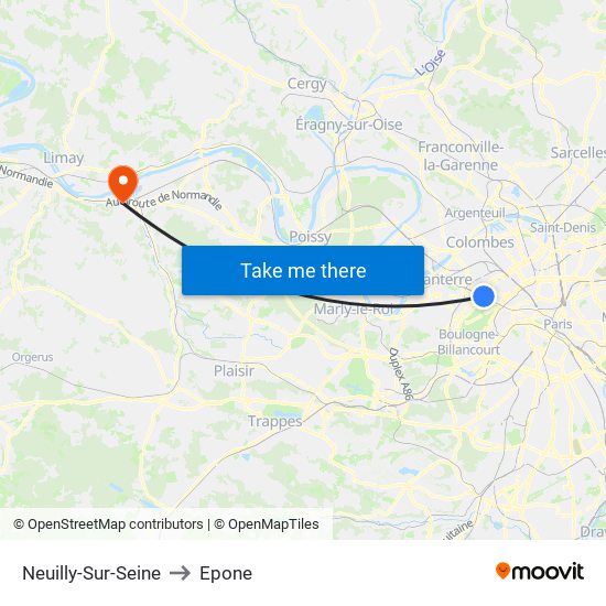 Neuilly-Sur-Seine to Epone map