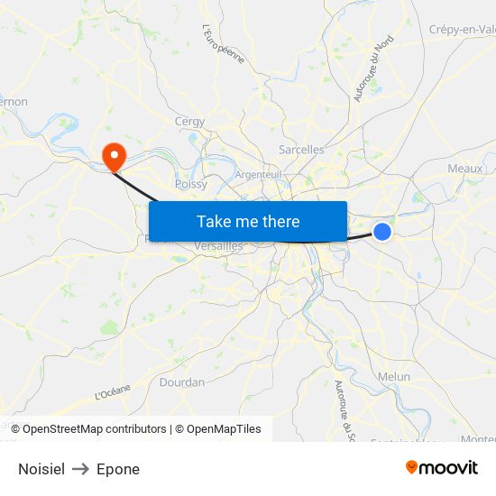 Noisiel to Epone map