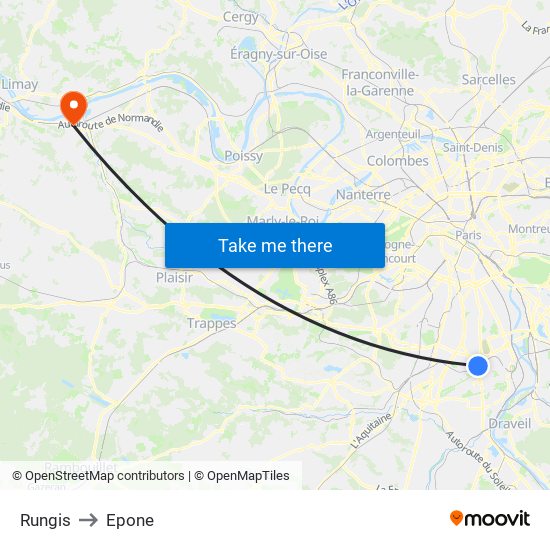 Rungis to Epone map