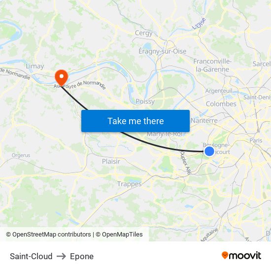 Saint-Cloud to Epone map
