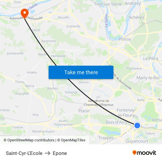 Saint-Cyr-L'Ecole to Epone map