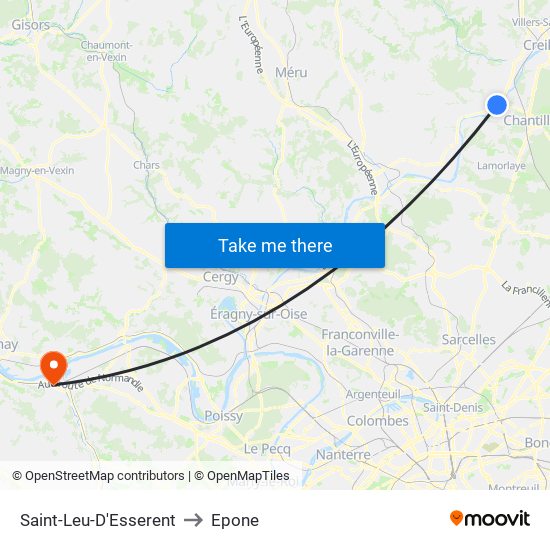 Saint-Leu-D'Esserent to Epone map