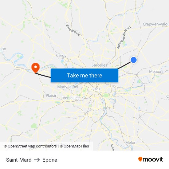 Saint-Mard to Epone map