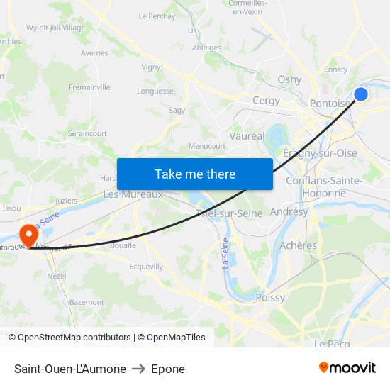 Saint-Ouen-L'Aumone to Epone map