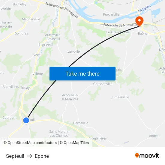 Septeuil to Epone map