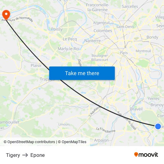 Tigery to Epone map