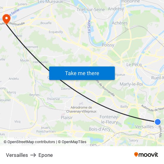 Versailles to Epone map
