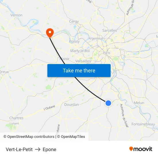 Vert-Le-Petit to Epone map